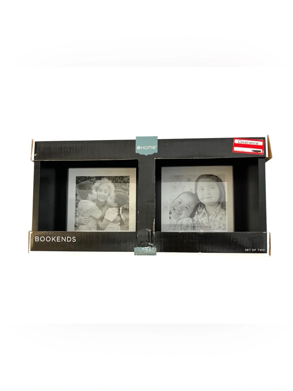 Target Home Black Picture Frame Bookends Set Holds 4x4 Photos Shadow Box NEW